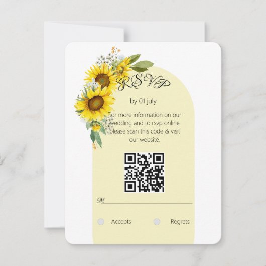 Sonnenblume weißer Marsch qr elegant RSVP Karte (Vorderseite)
