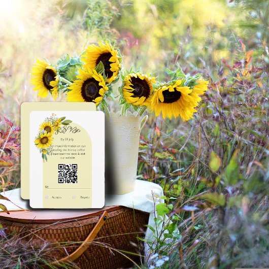 Sonnenblume weißer Marsch qr elegant RSVP Karte