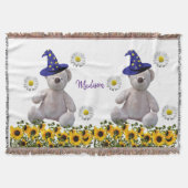 Sonnenblume Weißer Teddy Bär Throw Blanket Decke (Vorderseite)