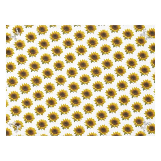 Sonnenblume Weißes Pferd Tablecloth Tischdecke (Vorderseite (Horizontal))