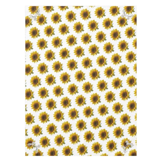 Sonnenblume Weißes Pferd Tablecloth Tischdecke (Vorderseite)