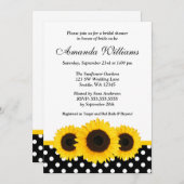 Sonnenblume-weißes und schwarzes einladung (Vorne/Hinten)