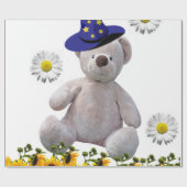 Sonnenblume Weißteddy Bären Matte Wrapping Paper Geschenkpapier (Flach)
