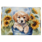 Sonnenblume Welpe Große Geschenktüte (Rückseite)