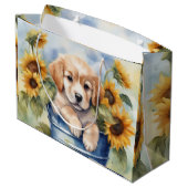 Sonnenblume Welpe Große Geschenktüte (Rückseite Schrägansicht)