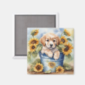 Sonnenblume Welpe Magnet (Vorderseite/Rückseite)