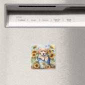 Sonnenblume Welpe Magnet (In Situ (Geschirrspüler))