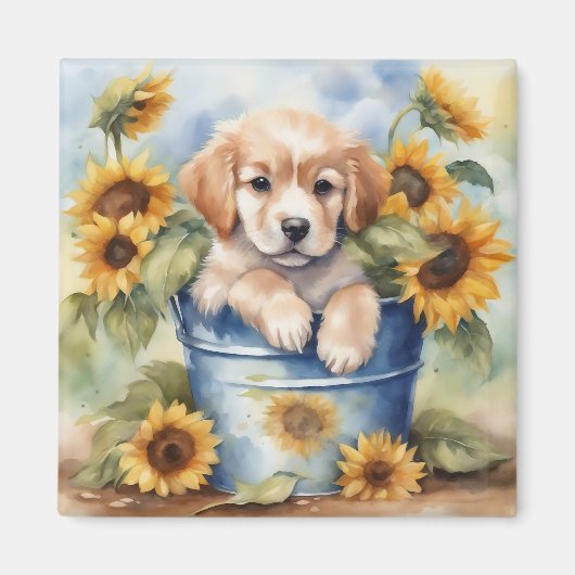 Sonnenblume Welpe Magnet (Vorne)