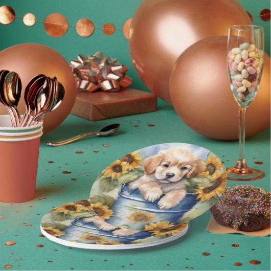 Sonnenblume Welpe Pappteller (Multi)