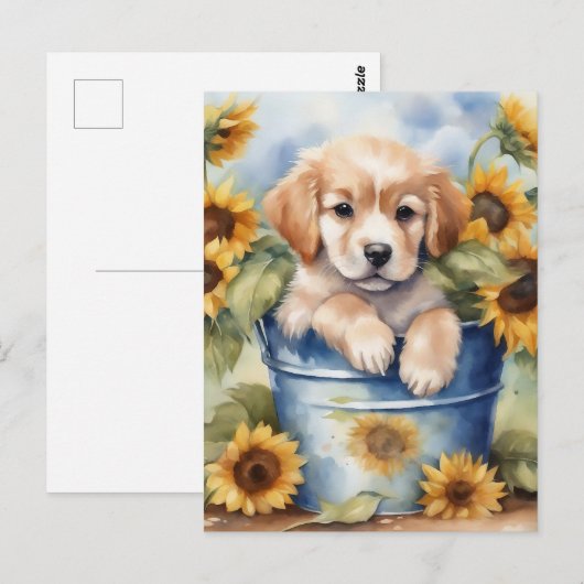 Sonnenblume Welpe Postkarte (Vorne/Hinten)