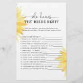 Sonnenblume Wer das beste Spiel der Braut kennt (Vorderseite)