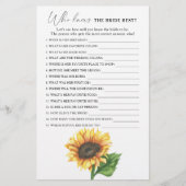 Sonnenblume - Wer kennt das beste Spiel der Braut (Vorderseite)