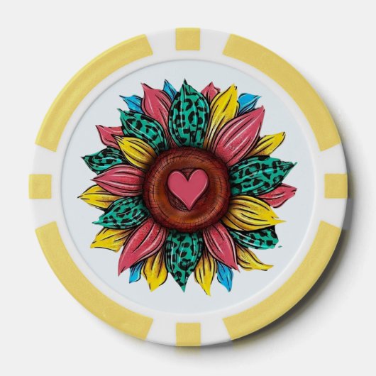 Sonnenblume Western Cowgirl Flair Design Pokerchips (Vorderseite)