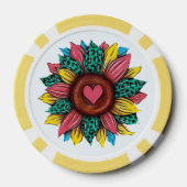 Sonnenblume Western Cowgirl Flair Design Pokerchips (Rückseite)