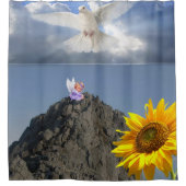Sonnenblume White Dove Angel Duschvorhang (Vorderseite)