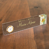 Sonnenblume White Tulip Butterfly Schreibtisch Nam Namensplakette (Seite)