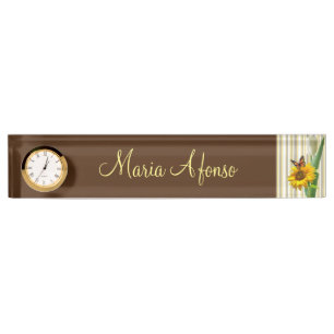 Sonnenblume White Tulip Butterfly Schreibtisch Nam Namensplakette