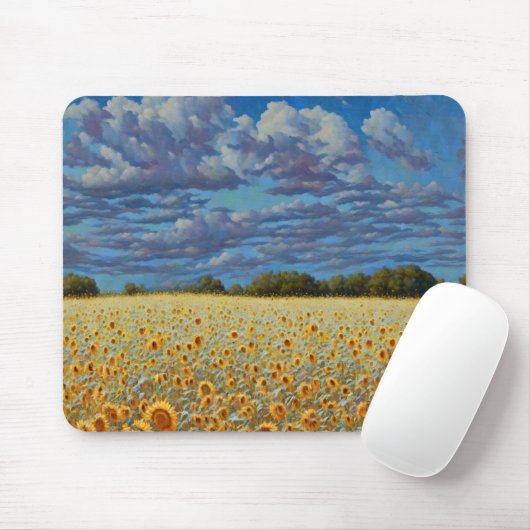 Sonnenblume Wiadow Whimsical Art Cloudy Sky Mousepad (Mit Mouse)