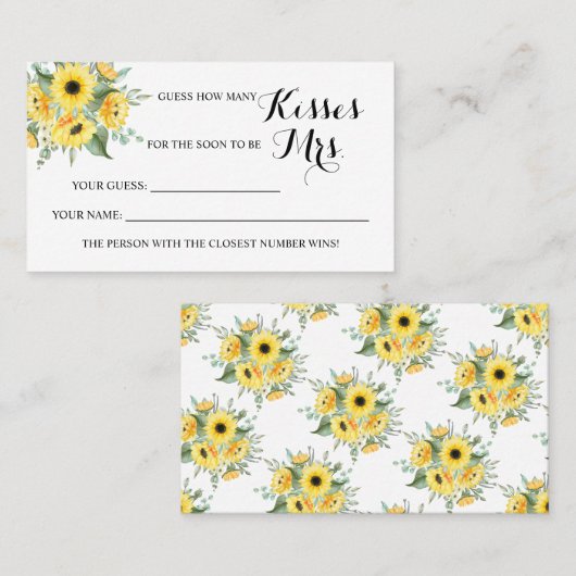 Sonnenblume Wie viele Küsse für Mrs. Shower Spielk Platzkarte (Vorne/Hinten)