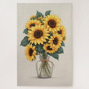 Sonnenblume Wildblume Botanische Kunst Puzzle