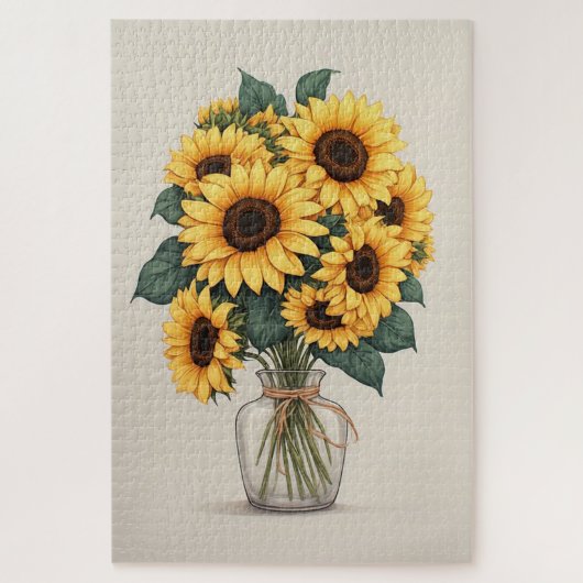 Sonnenblume Wildblume Botanische Kunst Puzzle (Vertikal)