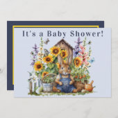 Sonnenblume Wildblume Garten Kaninchen Babydusche Einladung (Vorne/Hinten)