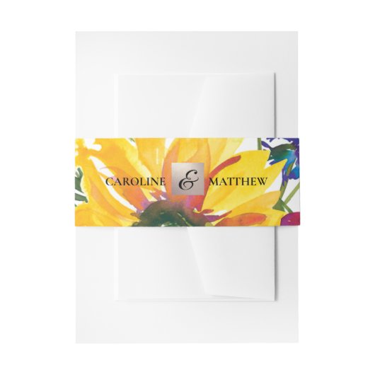 Sonnenblume | WILDBLUMEN | Rustikale Hochzeit Einladungsbanderole (Vorderseite Beispiel)