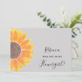 Sonnenblume wird mein Blumenmädchen grau sein Einladung (Stehend Vorderseite)