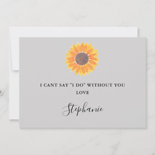 Sonnenblume wird mein Blumenmädchen grau sein Einladung (Rückseite)