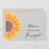 Sonnenblume wird mein Blumenmädchen grau sein Einladung (Vorne/Hinten)
