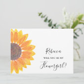 Sonnenblume wird mein Blumenmädchen sein Einladung (Stehend Vorderseite)