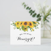 Sonnenblume wird mein Vorschlag für ein Blumenmädc Ankündigungspostkarte (Stehend Vorderseite)