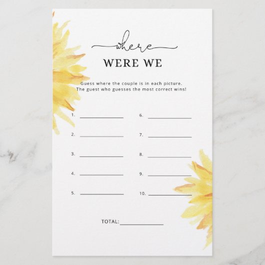 Sonnenblume Wo waren wir Brautparty (Vorderseite)