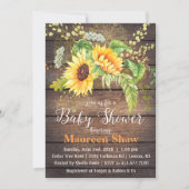 Sonnenblume Wood Baby Dusche Einladung (Vorderseite)