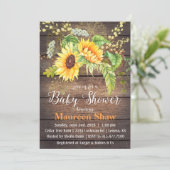 Sonnenblume Wood Baby Dusche Einladung (Stehend Vorderseite)
