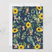 Sonnenblume Woodland Animals Baby Shower Girl Einladung (Rückseite)