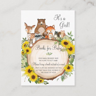 Sonnenblume Woodland Animals Bücher für Babydusche Begleitkarte