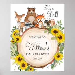 Sonnenblume Woodland Animals Kinderdusche Begrüßun Poster