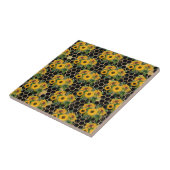 Sonnenblume Yellow Bouquet Honeycomb Black Fliese (Seite)