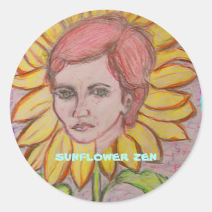 Sonnenblume Zen Runder Aufkleber