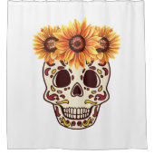 Sonnenblume Zuckerschädel für den Fall Duschvorhang (Vorderseite)