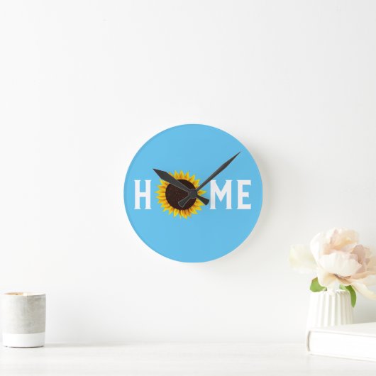 Sonnenblume Zuhause Runde Wanduhr (Zuhause)