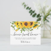 Sonnenblume Zuhause Sweet Zuhause Moving Ankündigu Postkarte (Stehend Vorderseite)