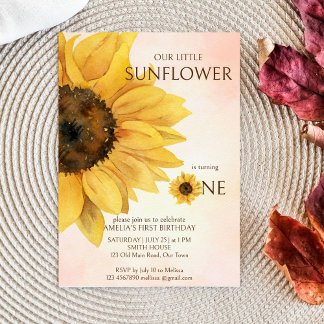 Sonnenblume zum ersten Geburtstag kleine Sonnencre Einladung
