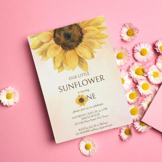Sonnenblume zum ersten Geburtstag kleine Sonnencre Einladung