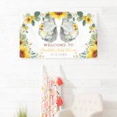 Sonnenblume Zwei Elefanten Babies Dusche Hintergru Banner (Insitu)