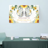 Sonnenblume Zwei Elefanten Babies Dusche Hintergru Banner (Messeveranstaltung)