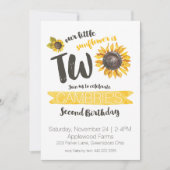 Sonnenblume Zweiter Geburtstag Einladung (Vorderseite)