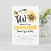 Sonnenblume Zweiter Geburtstag Einladung (Stehend Vorderseite)