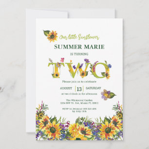 Sonnenblume Zweiter Geburtstag Einladung
